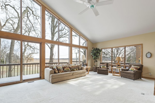 sunroom / solarium with ceiling fan