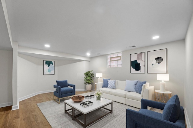 living room featuring wood-type flooring