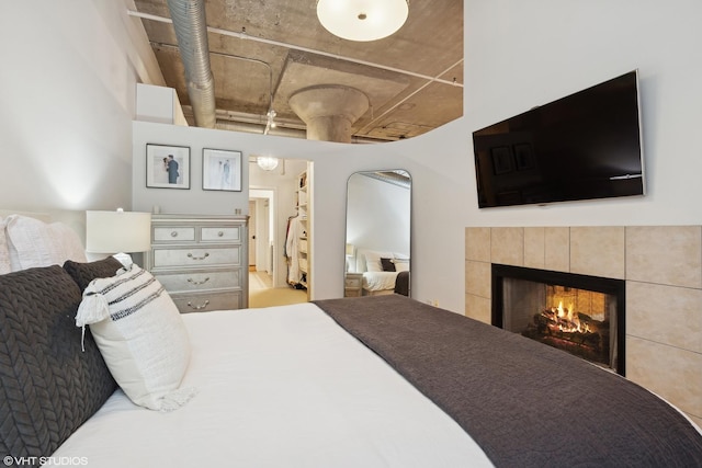 bedroom with a fireplace