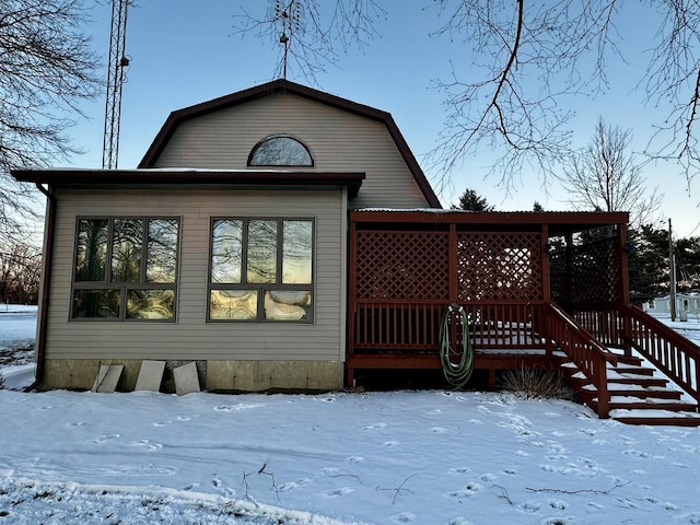 view of snow covered property