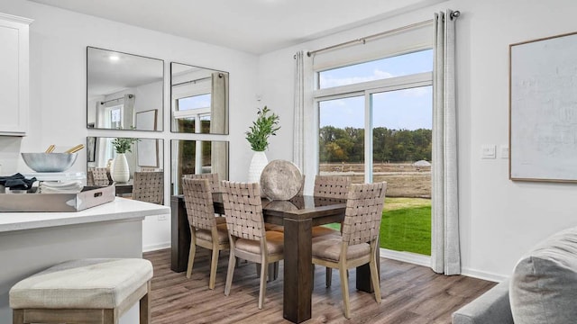 dining room with light wood-type flooring