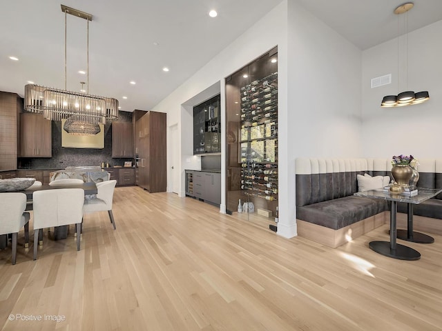 dining room with light hardwood / wood-style floors