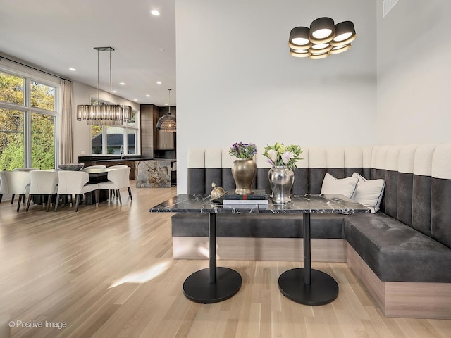 living room featuring light wood-type flooring