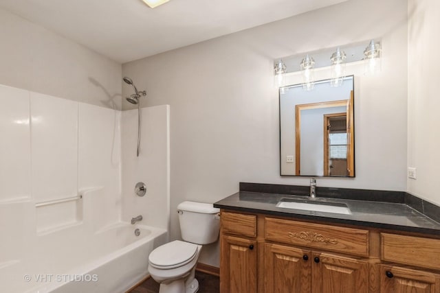 full bathroom featuring vanity, shower / bathtub combination, and toilet