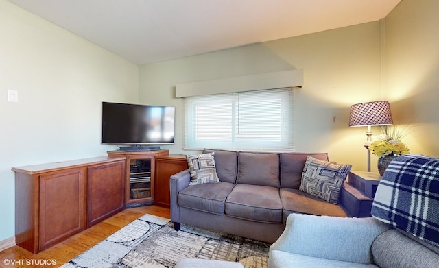 living room with light wood-type flooring