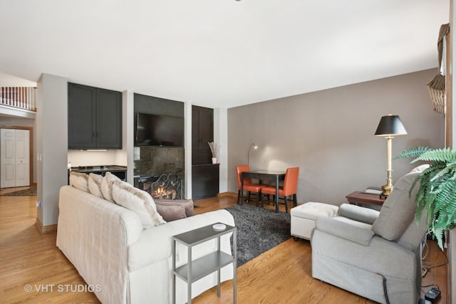 living room featuring light wood-type flooring