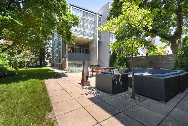 view of patio featuring outdoor lounge area