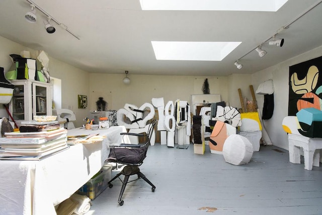 miscellaneous room featuring track lighting and a skylight