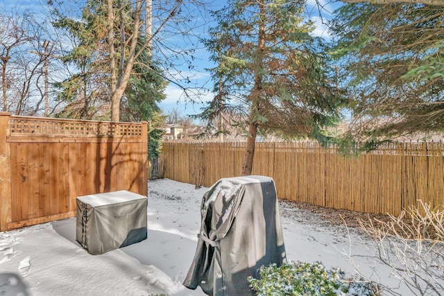 view of yard covered in snow