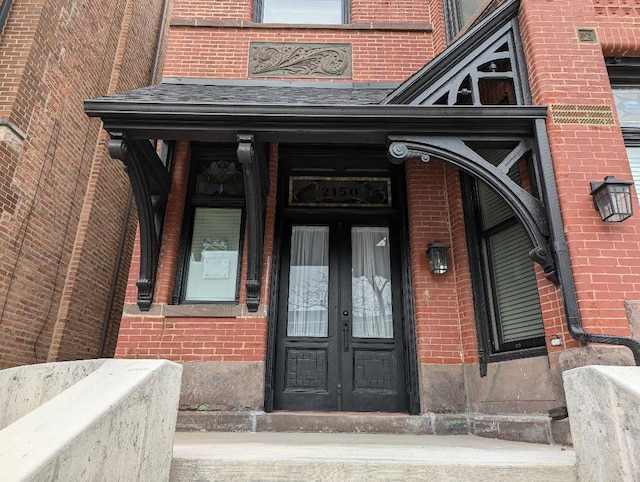 property entrance with french doors