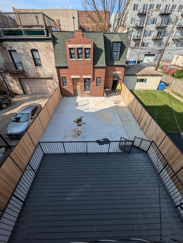 wooden deck featuring a patio area