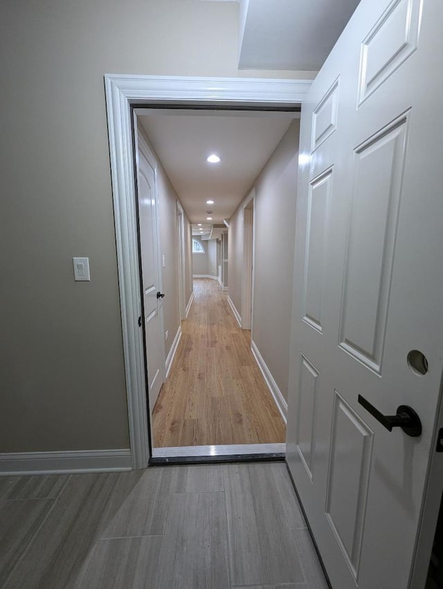 hall featuring light wood-type flooring