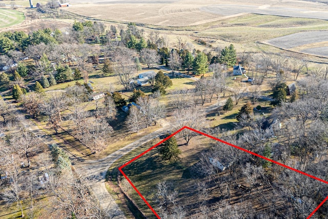 bird's eye view featuring a rural view