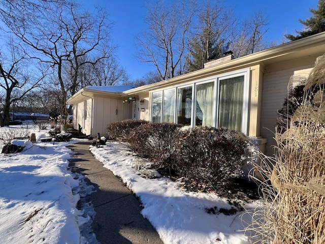 view of snow covered exterior