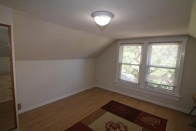 bonus room featuring lofted ceiling and wood-type flooring