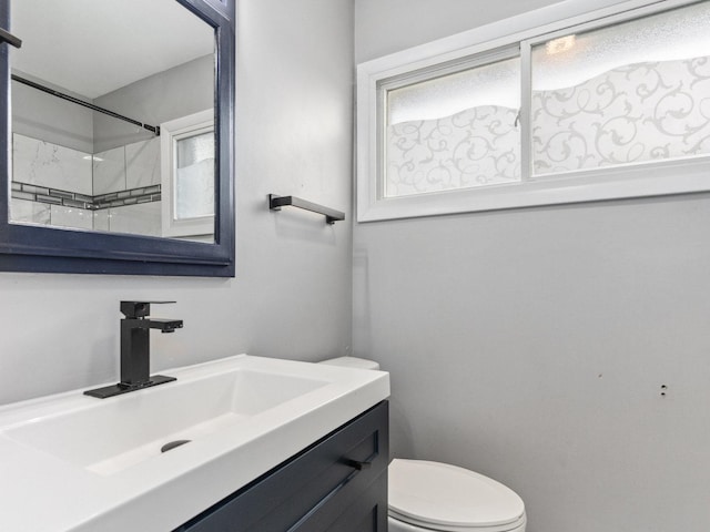 bathroom with toilet and vanity