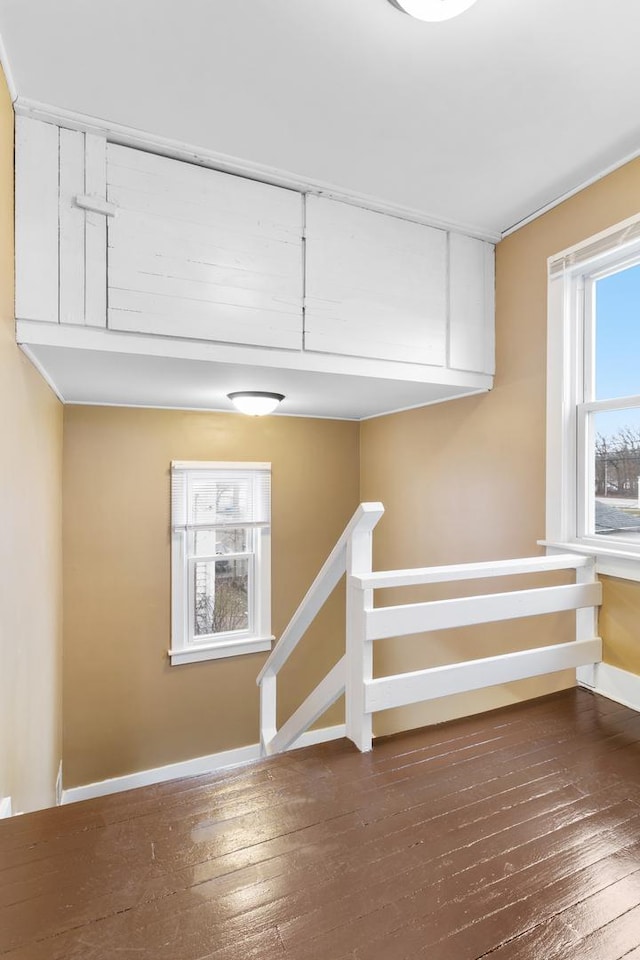 staircase featuring hardwood / wood-style flooring