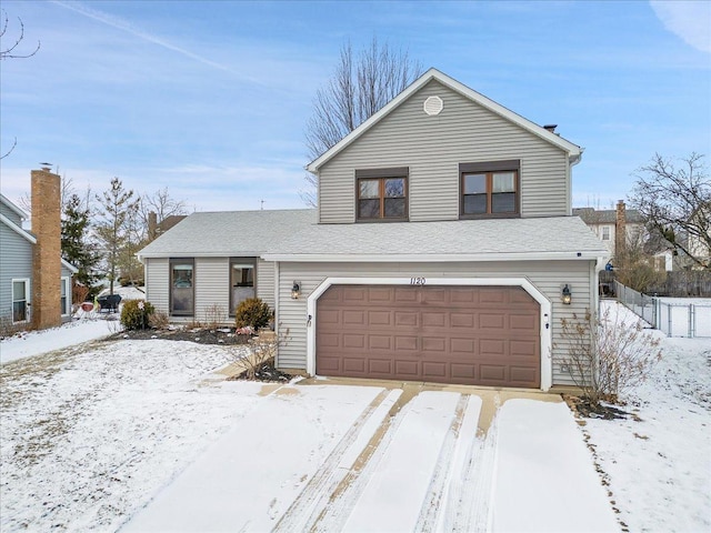 view of front property with a garage