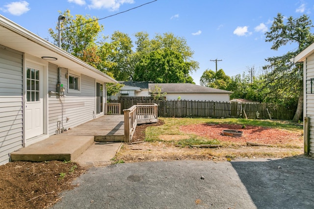 view of yard with a deck