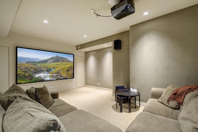 view of carpeted home theater room