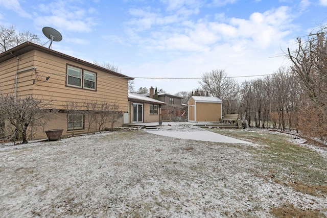 exterior space with a storage unit