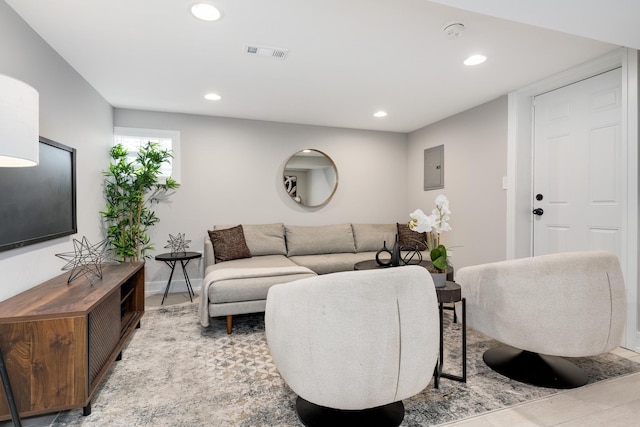 living room featuring electric panel