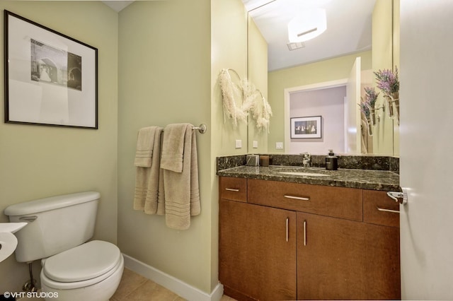 bathroom featuring tile patterned floors, vanity, and toilet