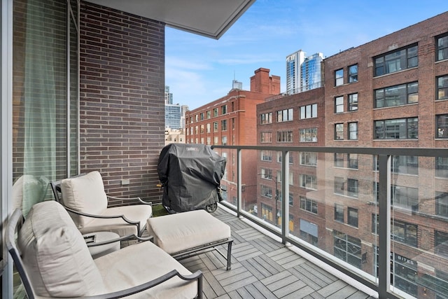 balcony featuring a grill