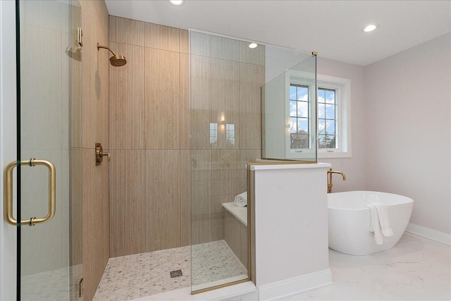 bathroom with independent shower and bath