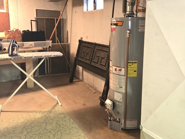 basement with water heater