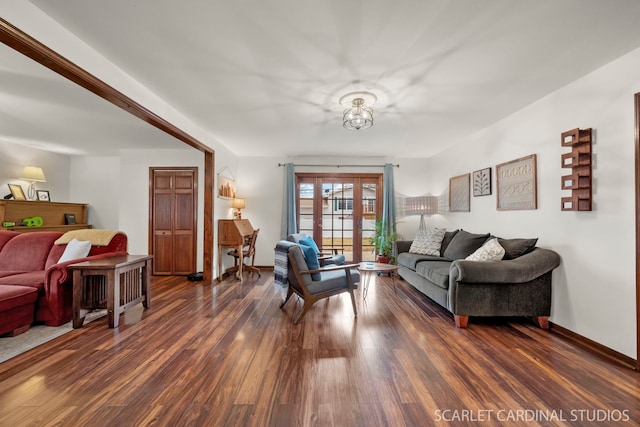 living room featuring dark hardwood / wood-style floors