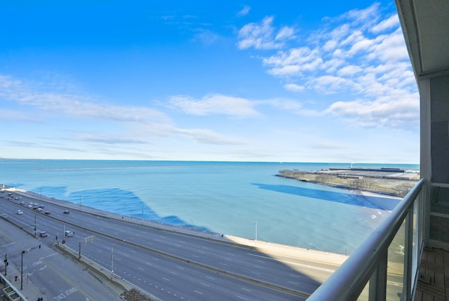 view of water feature with a view of the beach