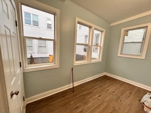 spare room featuring dark wood-type flooring