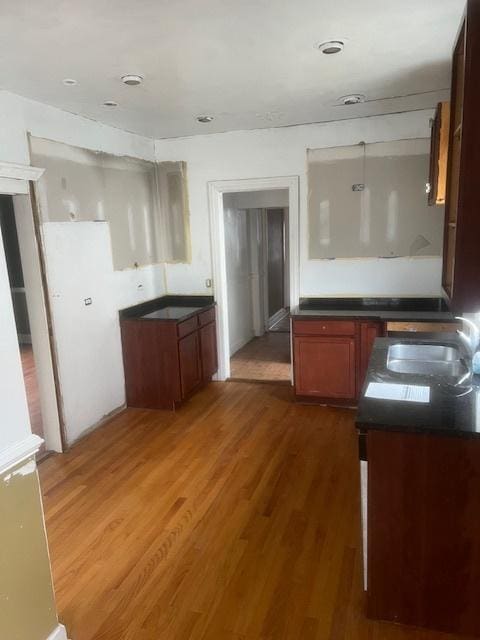 kitchen with sink and dark wood-type flooring