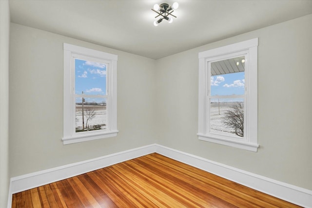 unfurnished room with hardwood / wood-style floors and a wealth of natural light