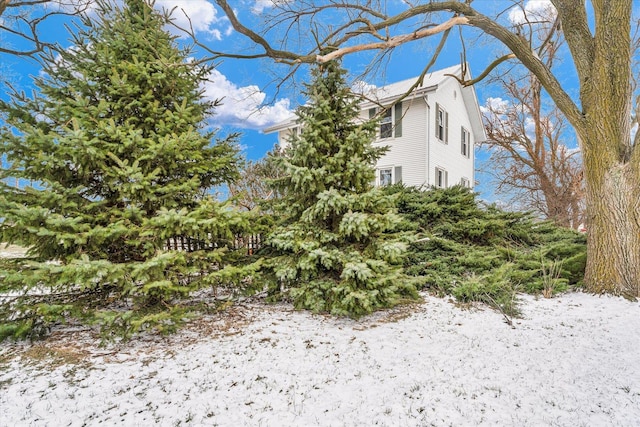 view of snow covered exterior