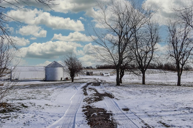 view of yard covered in snow