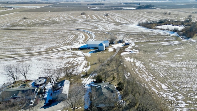 birds eye view of property featuring a rural view