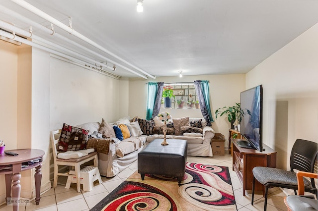 view of tiled living room