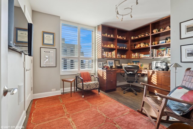 office with wood-type flooring