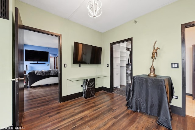 hall with dark hardwood / wood-style floors