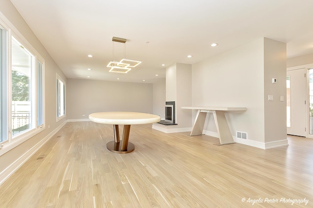 interior space with light hardwood / wood-style flooring