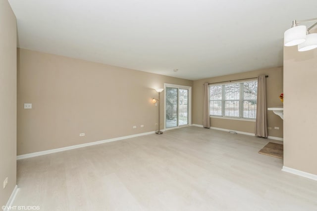 interior space with light hardwood / wood-style floors