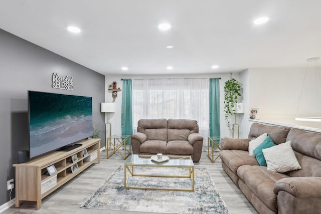 living room with light wood-type flooring