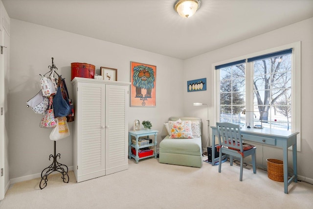 living area with carpet floors