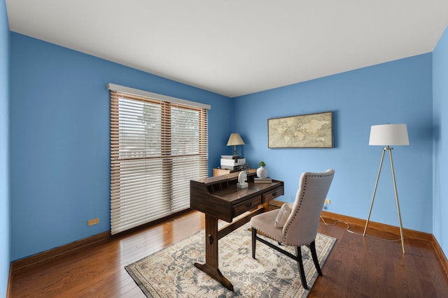 office area featuring dark hardwood / wood-style floors