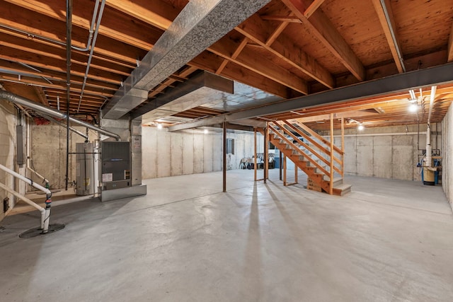 basement featuring water heater