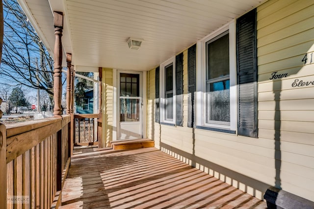 wooden deck with covered porch