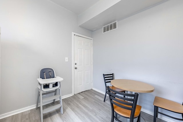 dining area featuring light hardwood / wood-style flooring