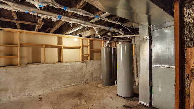 basement with water heater